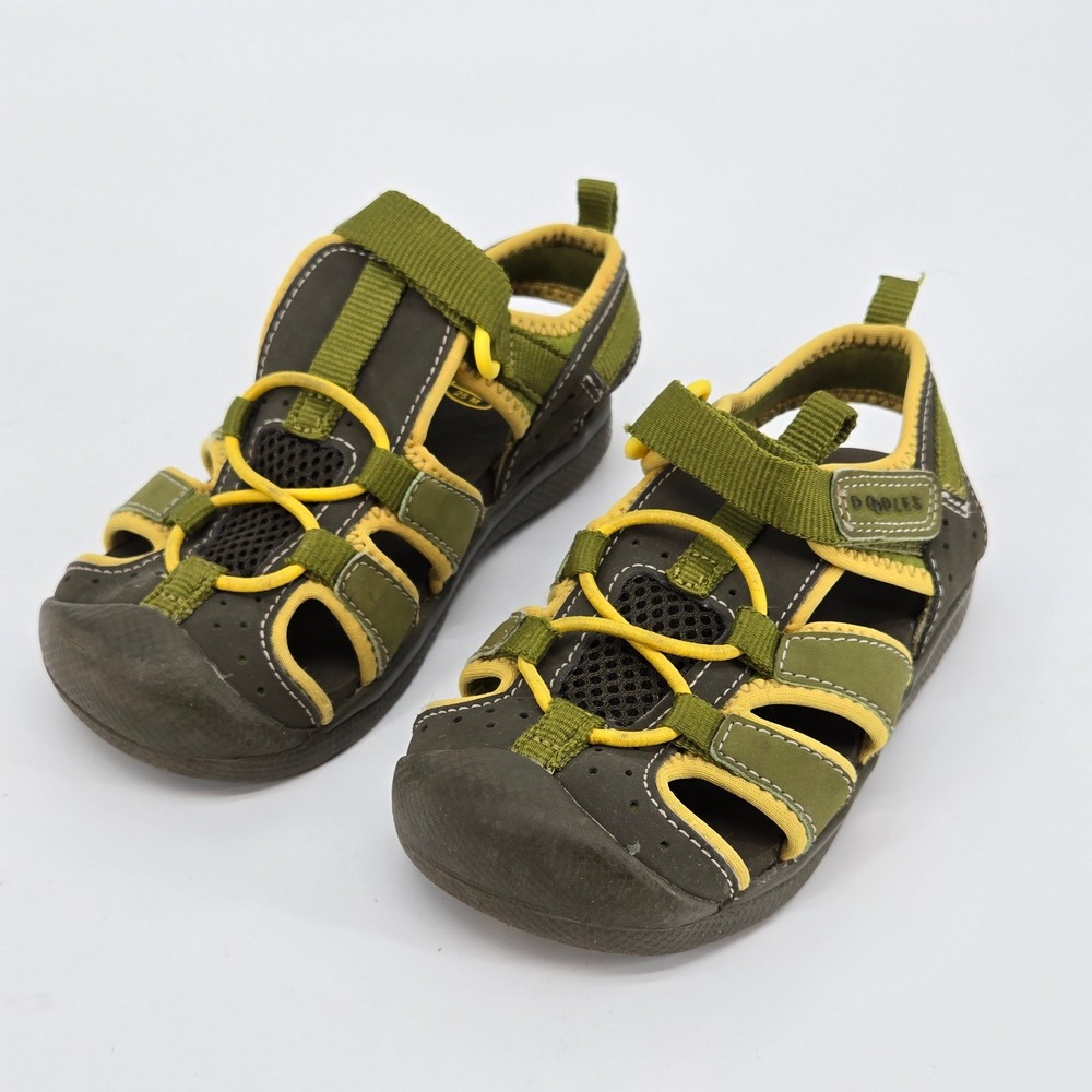 Clarks Doodles Toddler 7.5 M Green Yellow Closed Toe Water Sandals Shoes
